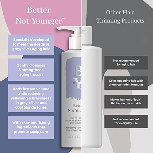 Better Not Younger Silver Lining Purple Shampoo - Sulfate-Free Purple Shampoo For Blonde Hair W Burdock Root, Bamboo, Sage, & Hops - Cruelty-Free White & Grey Hair Shampoo, 8.4 Fl Oz #TOP4