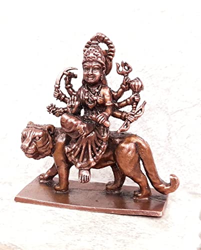 Image of Copper Idols, 2.6 inches, Copper Handmade Goddess Durga, 150 Grams, Patina Antique Finish, Pack of 1 Piece