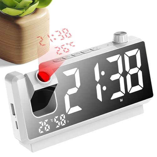 Digital clocks projector con luz LED inteligente y rotación de 180° 8