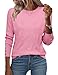 Rapbin Pullover Damen Langarmshirt Rundhals-Knöpfe Langarm Oberteile Weich Herbst Mode Lässig Einfarbig Bluse Rosa