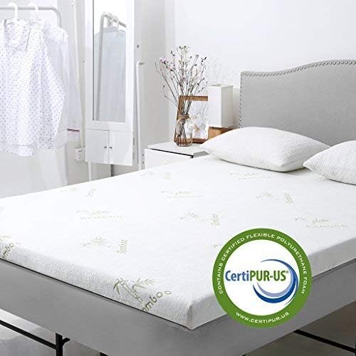 LANGRIA 2-Inch Gel-Infused Memory Foam Mattress Topper CertiPUR-US Certified Gel Memory Foam with Removable Zippered, Bamboo Cover and Non Slip Bottom (Queen)