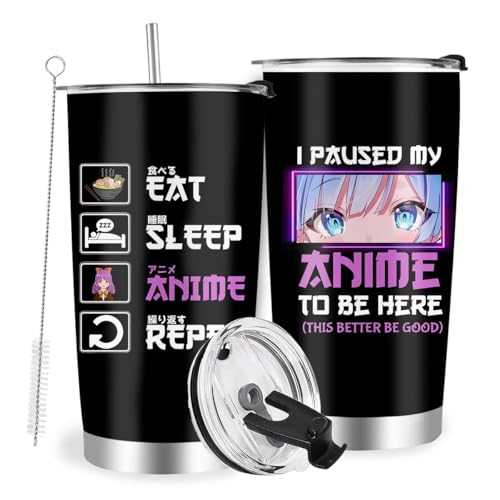 Image of Anime Lover Stainless Steel Tumbler 20oz - Gifts for Girls, Women, Japanese Merch, Birthday Kawaii Present for Anime Fans