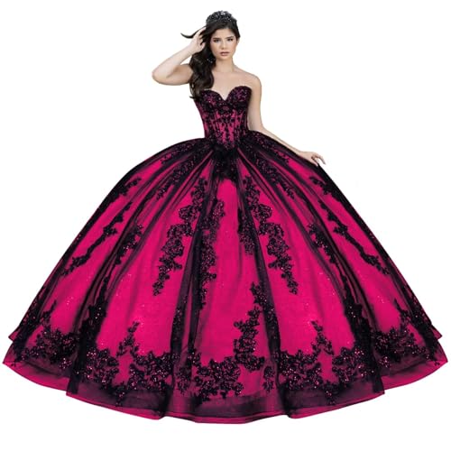 Vintage Tulle Quinceanera Dresses Black Lace Wedding Dresses Strapless Evening Gowns with Train