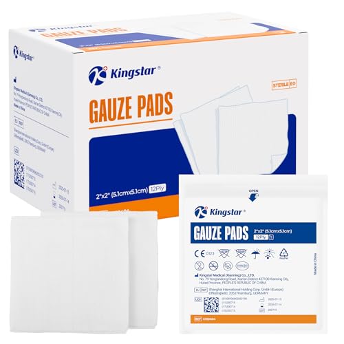 Image of 100 Pack Sterile Gauze Pads 2x2 Inch 12-Ply, 100% Cotton Medical Gauze Pads for Wound Care, Highly Absorbent Bulk Hospital-Grade First Aid & Surgical Dressing