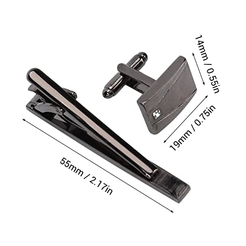 Manchetknopen en stropdasclip in roestvrij staalkleur, stropdasclips niet-vervagend metallic voor feest - Image 7