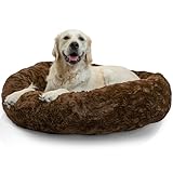 Best Friends by Sheri The Original Calming Donut Dog Bed – Washable Plush Pet Bed for Large Breeds up to 100 lbs, Lux Faux Fur, Dark Brown, Large (36' x 36')