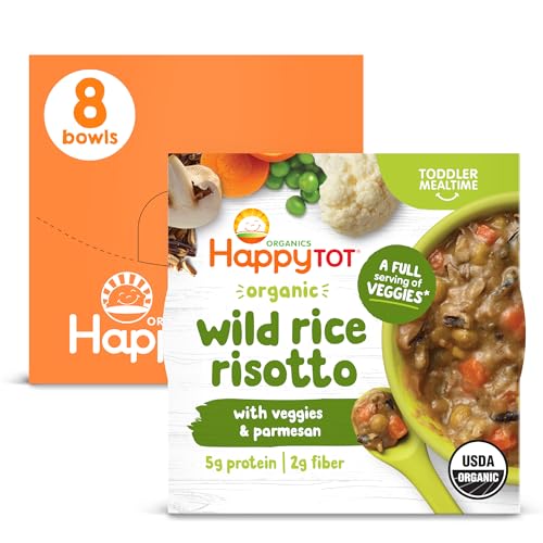 HAPPYTOT Organics Meal Bowl, Veggies & Wild Rice with Mushrooms & Parmesan, 4.5 Ounce Pouch (Pack of 8)