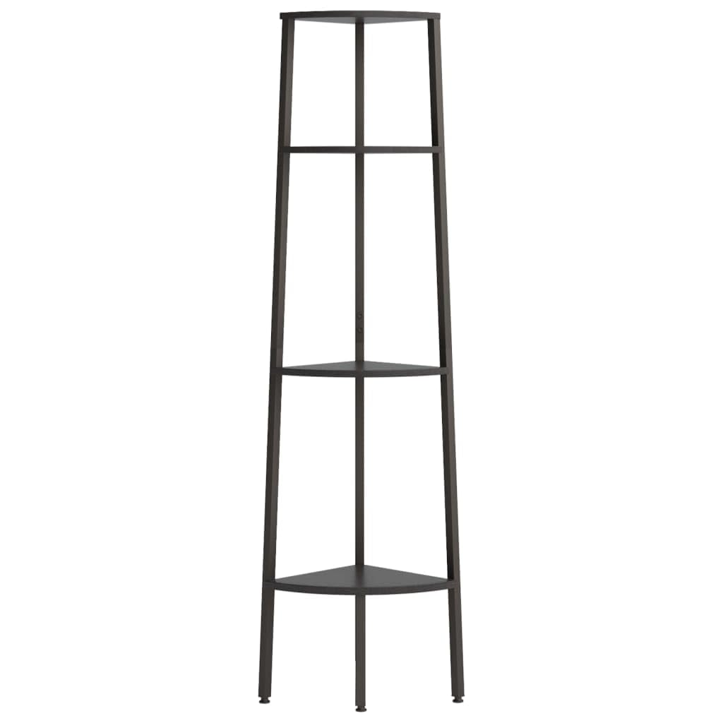 vidaXL Eckregal mit 4 Ablagen Schwarz 45,5x31,5x150 cm, Standregal, Regal, Lagerregal, Bücherregal, Aufbewahrungsregal, Eck-Bücherregal