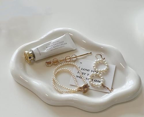 NatureMan Plat en céramique à bijoux, support d'assiette à bijoux, décoration de chambre, cadeau esthétique