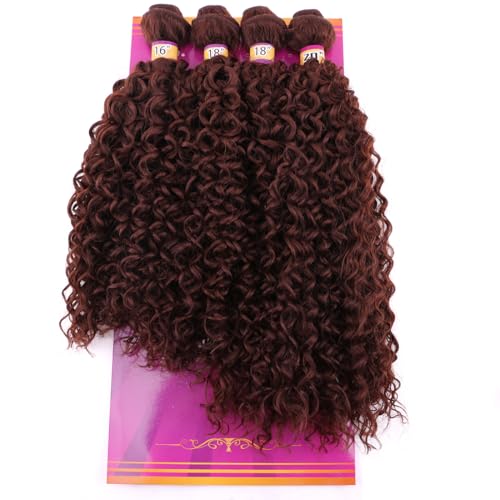 Brown Afro Kinky Curly Synthetic Hair Weave 4...