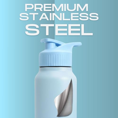 Image of Speedex Customised Stainless Steel Water Bottle 1 Ltr with Name - Personalised Engraved Sipper Cap Bottle for Kids, Men & Women, School, Gym, Office Dual Blue, Set of 1