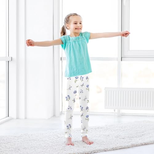CaTaKu Girls Leggings Wildflower Butterflies Leggings for Girls Kids Athletic Workout Yoga Pants Size 4-10T3