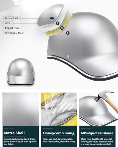 Image of Adult Baseball Cap Helmet - Urban Style for Golf, Low Profile Urban Commute PU Retro Leather Hat for Men & Women
