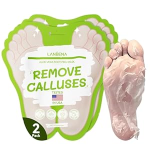 LANBENA Aloe Vera Foot Peeling Mask(2 Pairs), Foot Mask for Dry Cracked Feet, Exfoliator Peel Off Calluses Remove Dead Skin Callus Remover, Repair Rough Heels & Get a Baby Soft Feet for Men and Women