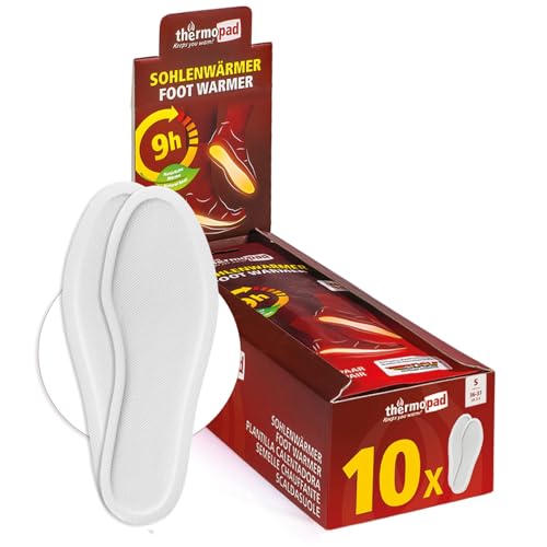 THERMOPAD Semelles chauffantes S-XXL – L'ORIGINAL : 10 Pairs de chaufferettes pour jusqu'à 9 Heures de Chaleur - pour Les Chaussures de Ski et Les Bottes - activé par l'air