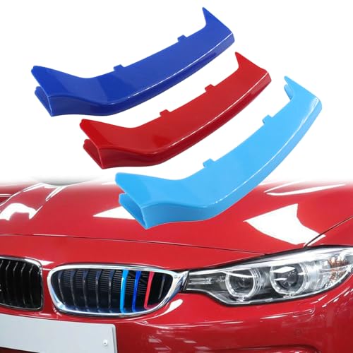 NewYall M-Colored Front Grille Grill Insert Cover Strips Clip Trim Accessories for BMW F32 F33 F36 4 Series M Sport Center Kidney Grill Stripes 9 Beams