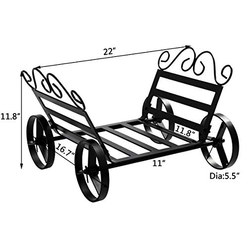 Doeworks DWFR-28 Fireplace Log Rack Decorative Wheels Fire Wood Carriers Heavy Duty Firewood Holder Stand thumb #2