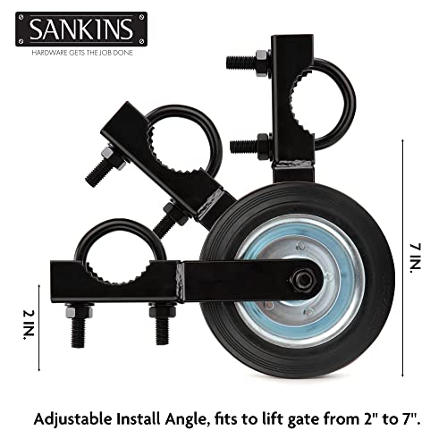 Sankins Gate Helper Wheel For Supporting Metal Swing Gates With 1-5/8" Thru 2" Gate Frames, 6" Gate Support Wheel Prevent Gate From Dragging For Chain Link Fence, Black #TOP2