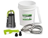 FLUENTPOWER Tankless Water Heater Descaling Flush Kit, Includes 1/2HP Submersible Utility Water Pump with Adapters, 5.3 Gallon Pail with Bucket Lid Opener, Two 3/4