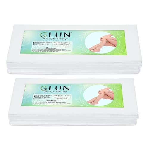 Image of GLUN 140 Piece Hair Removal Wax Strips, Nonwoven White Strips for Smooth Hair-Free Skin, Gentle & Effective Body and Facial Hair Removal for Women & Men
