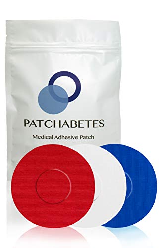 Adhesive Patches Compatible with Freestyle Libre Sensor, Medtronic, t:Slim & More. Waterproof, 20 Pack (Red,White,Blue)