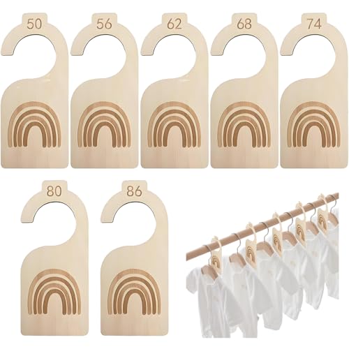 7 Stück GrößentrennerBaby,Baby Kleiderbügel,KleiderbügelBabykleidung,Baby Bügel,7 Konfektionsgrößen 50 Bis 86 BabyKleiderbügel,Größenreiter Babykleidung,Für Neugeborenen Kleinkinderkleidung