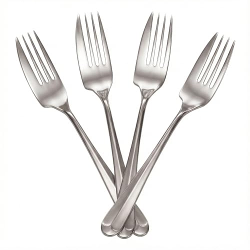 Rehabilitation Advantage 7 Right-Hand Side Cutter Fork (4-Pack) – Stainless Steel Adaptive Utensils for Arthritis, Weak Grip, Hand Tremors & Limited Mobility – Dishwasher Safe