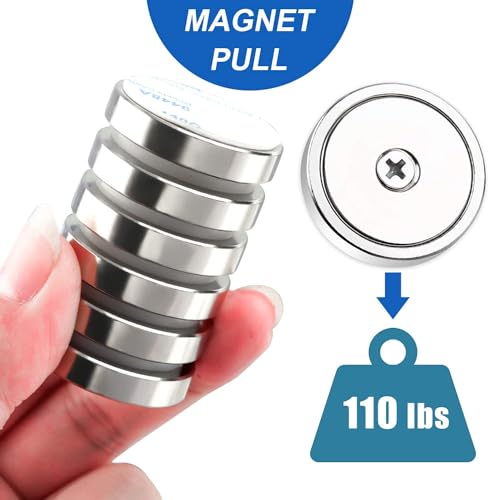 Image of LOVIMAG Strong Neodymium Rare Earth Magnets, 110LBS-20 Pack | Heavy Duty Cup Magnet with Countersunk and Screws for Tool Room, Kitchen Doors, Wall Mounting, Office