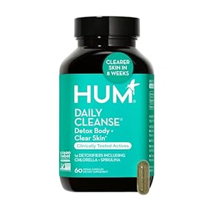 HUM Daily Cleanse Acne Supplements – Support for Clear Skin & Improved Digestion with Chlorella, Spirulina, Organic Algae, Detoxifying Herbs, Vitamins & Minerals – Skin Support for Women and Men