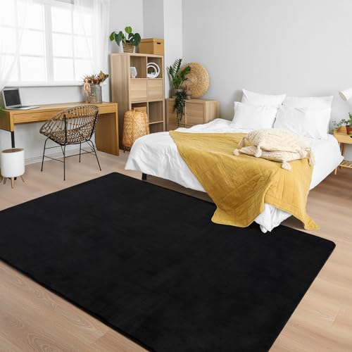 Tapete Andecor Soft 4x6 negro para dormitorio y sala miniatura 2
