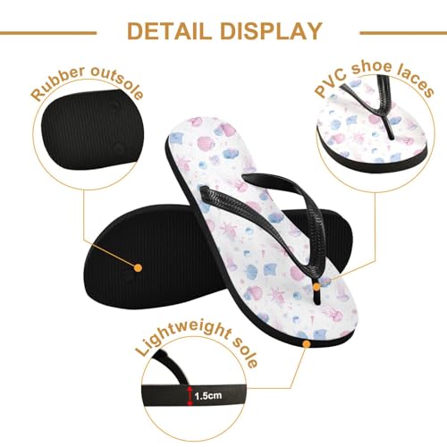 ALAZA Dreamy Jellyfish Flip Flops for Women Fashion Beach Slippers Comfort Mens Flip Flops Non-Slip Rubber Shower Slippers Sandal for Hotel Travel Sport,XS3