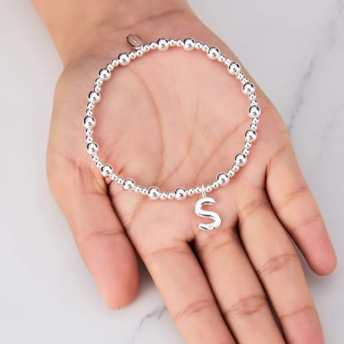 Philip Jones Silver Plated Initial Stretch Bracelets A to Z Created with Zircondia® Crystals - Image 6