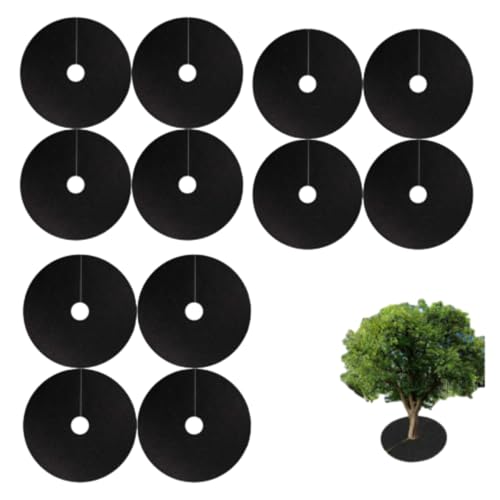 Ahhzyys 52 cm Tappetino per Erbacce da Giardino, 12 Pezzi Tappetino Pacciamatura Telo Pacciamatura Albero, Dischi Pacciamatura per Piante,Adatto per Giardini, frutteti, orti