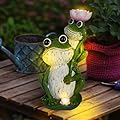 hismocal Solar Frog Statue Garden Decor Outdoor Figurine Lights Solar Garden Frog Decor Art Housewarming Gift for Patio, Yard, Lawn Ornament- Gifts for Mom Grandma