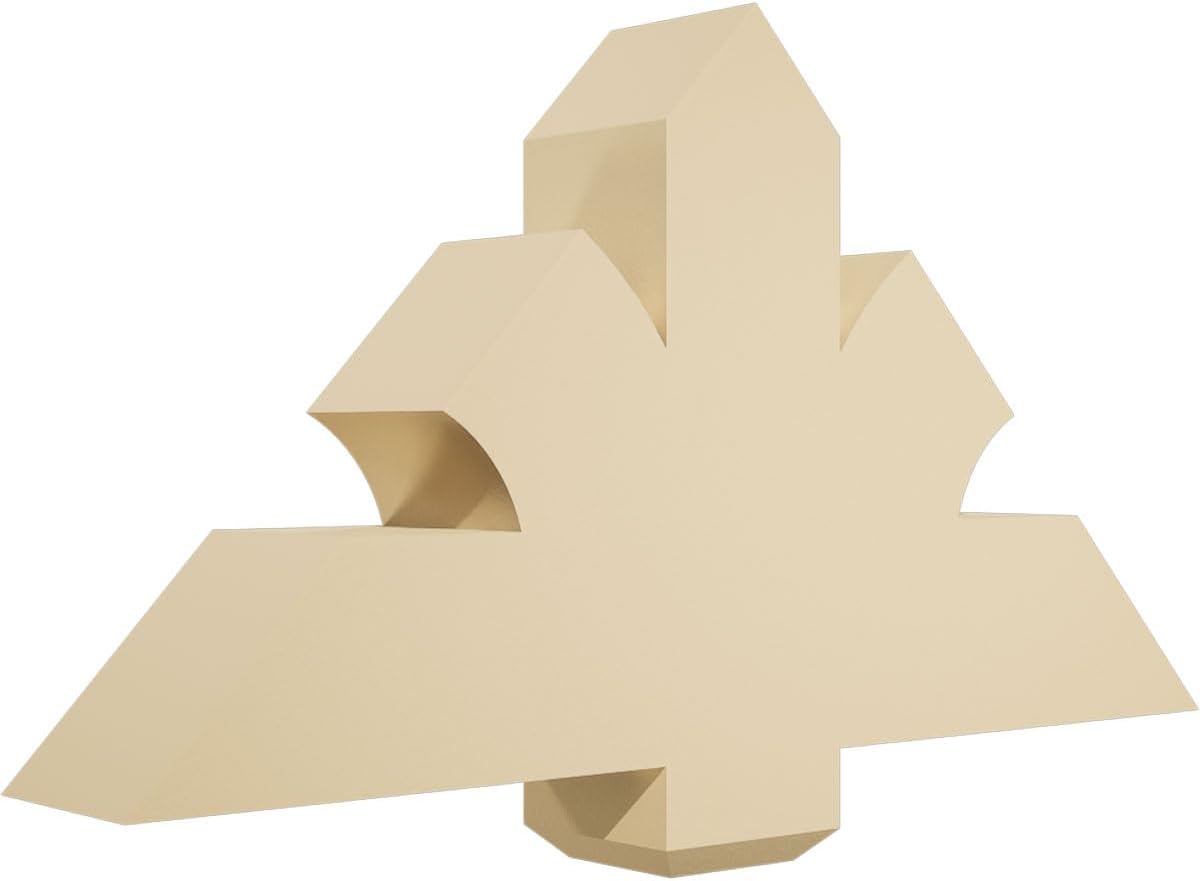 36"W x 19 1/2"H x 6"D x 6"F, 13/12 Pitch, Redmond Signature Urethane Gable Bracket, Primed Tan