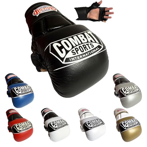 Combat Sports Max Strike MMA Training Gloves, Open Palm Fingerless Gloves for MMA, Muay Thai, and Kickboxing (Black, Regular) by Combat Sports - Used condition - US$52.15