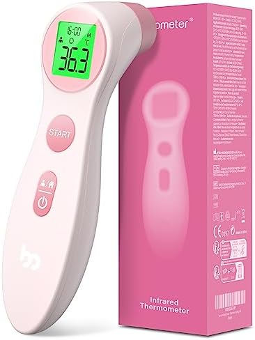 femometer Fieberthermometer für Babys, Kinder und Erwachsene, kontaktloses Stirnthermometer Infrarot Thermometer mit sofortiger genauer Ablesung, Fieberalarm (Rosa)