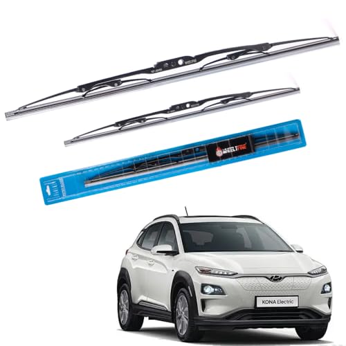 Image of Windshield Car Wiper Blades Metal Frame Water Repellant Cleaning Wiper Blades Refills Best for Hyundai Kona (2019 Onwards) Dr 24 inch /Pa 16 inch