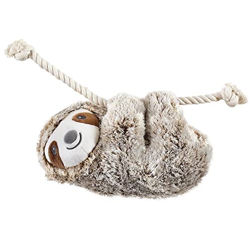Luvable Friends Baby Squeaky Plush Dog Toy with Rope, Sloth, One Size