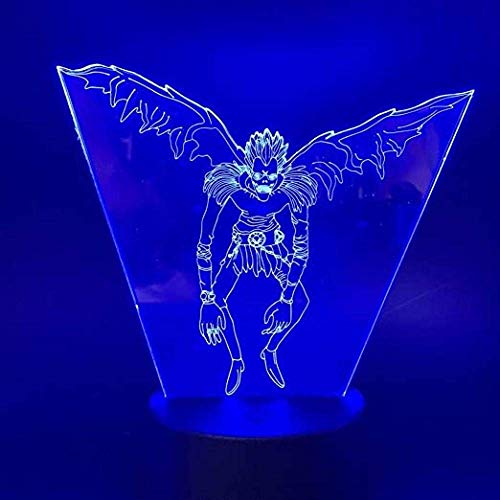 Anime 3D Illusion Lámpara LED de luz nocturna de Japanese Manga Death Note Ryuk Sensor de figura táctil que cambia de color para lámpara Regalo de cumpleaños para niños