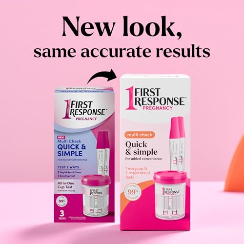 First Response Multi Check Quick & Simple Pregnancy Test Kit, 1 EasyCup Test with Built-in Pregnancy Test Strip, and 2 Rapid Result Pregnancy Tests, 1 Kit