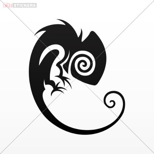 Decal Stickers Chameleon Desing Size: 4 X 3.3 Inches Black