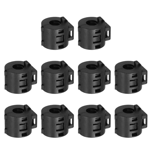 uxcell 10 Pcs Ferrite Filter Ring Core RFI EMI Noise Suppression Cable Clip ID 8mm 0.31Inch Length 23mm 0.91Inch with Base for Electronic Devices, Industry, Black