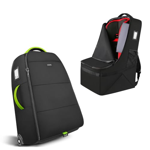 YOREPEK Padded Stroller Travel Bag with Wheels for Airplane Compatible with Nuna Mixx Next, for UPPAbaby MINU V2 and MINU, Car Seat Backpack for Air Travel, Baby Travel Essentials for Flying