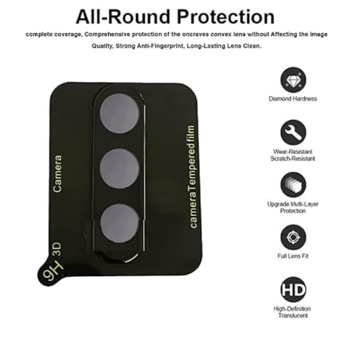 Image of ZARALA Glass Camera Lens Protector For Samsung Galaxy A05s [9H Hardness] [6D Lens Protector ] [Easy Installation] Black