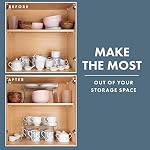 Masirs Clear Stackable Shelf, Easily Organize Your Kitchen Counter and Cabinet Shelves While Creating Extra Storage Space with This Foldable Translucent Plastic Shelf, (2-Pack) - Image 3