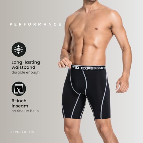 Men's Underwear 9 Inch Extra Long Leg Boxer Briefs for Men Pack, Athletic, Sport, Quick Dry, Moisture Wicking Fly3