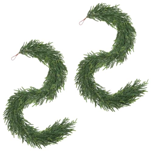 TOWPONICS 2Pcs 6FT Christmas Garland, Norfolk Pine Garland for Mantle Decor - image 9