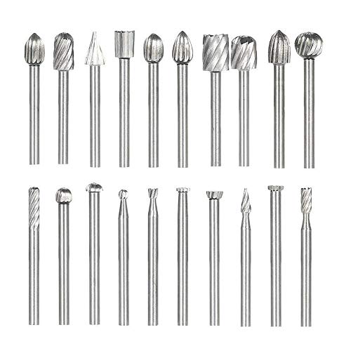 Bestgle 20PCS HSS Coupe Rotative Bavure Fraises Rotatives Fraisage Burr Cutter Outils Bois Pierre Métal Sculpture Cover