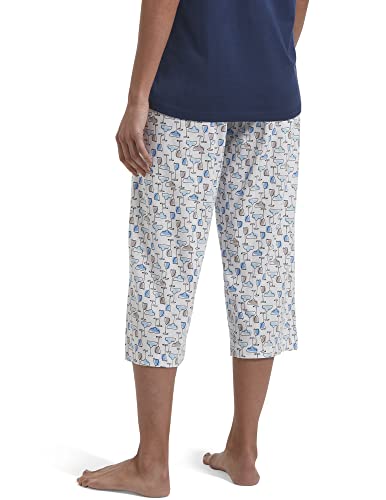 Hue Women’s Sleepwell Basic Printed Knit Performance Sleep Capri Pajama Pant, Made With Temperature Regulating Technology, White - Icy Margarita, Medium #TOP1